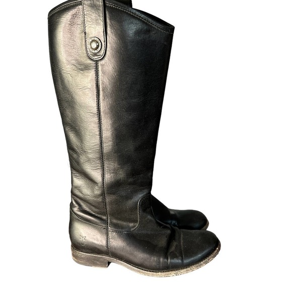 Frye Melissa Button Pull On Black Riding Boots Size 6B - Picture 1 of 13